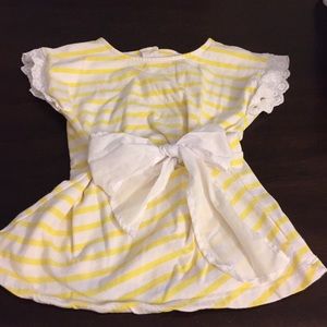 yellow and white stripe w/ Lacey sleeve detail